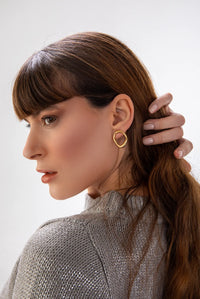 Thumbnail for EPIPHANY Earrings. Irregular shaped hoop earrings, 18K gold vermeil, handmade, hypoallergenic, water-resistant