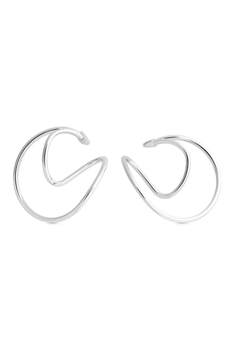 MAJOR Hoops. Bent hoops earlobe hugger earrings, no piercings, silver, handmade, hypoallergenic, water-resistant