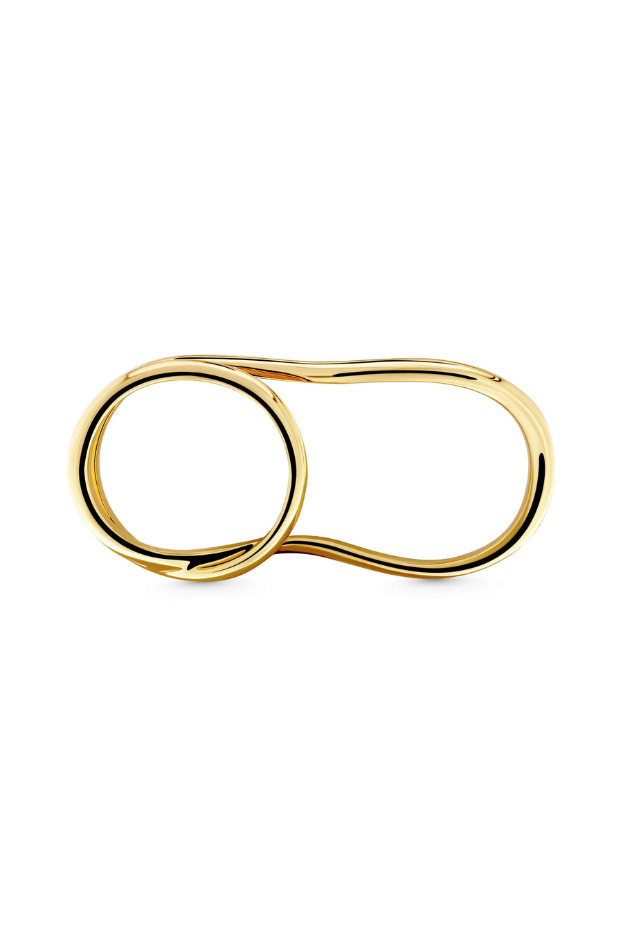 INFINITY Ring. Two-finger ring, slim band wrapping the fingers, size US7, 18K gold vermeil, handmade, hypoallergenic, water-resistant