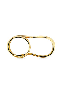 Thumbnail for INFINITY Ring. Two-finger ring, slim band wrapping the fingers, size US7, 18K gold vermeil, handmade, hypoallergenic, water-resistant