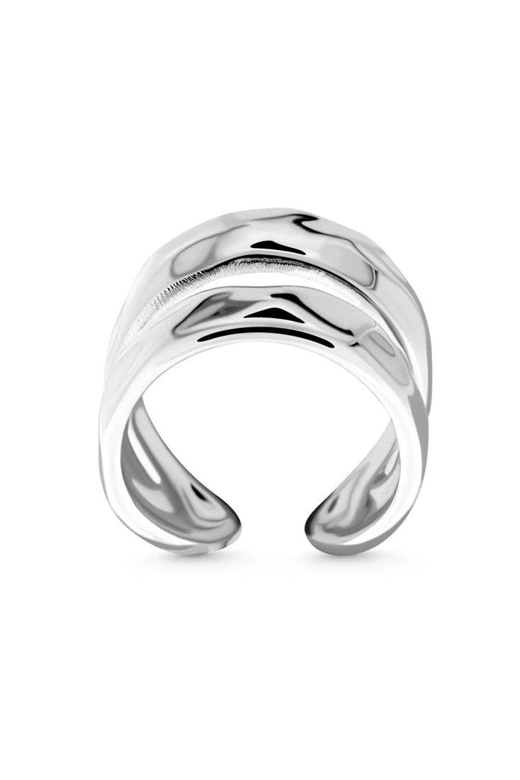 EMPRESS Ring. Double band ring, open-ended, can fit on US sizes 5-7, silver, handmade, hypoallergenic, water-resistant