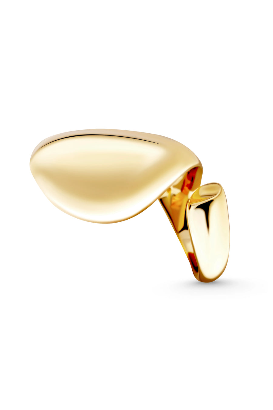 OMNI Ring. Ring topped with bulging broad plate in high gloss finish, open-ended, can fit with US sizes 5-7, 18K gold vermeil, handmade, hypoallergenic, water-resistant