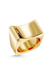 Thumbnail for PEAK Ring. Geometrical box-shaped ring, size US7,18K gold vermeil, handmade, hypoallergenic, water-resistant