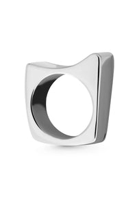 Thumbnail for PEAK Ring. Geometrical box-shaped ring, size US7,silver, handmade, hypoallergenic, water-resistant