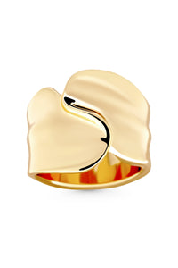 Thumbnail for ALLURE Ring. Broad creased band finger ring, size US 7, 18K gold vermeil, handmade, hypoallergenic, water-resistant