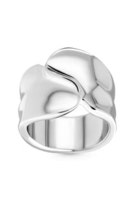 Thumbnail for ALLURE Ring. Broad creased band finger ring, size US 7, silver, handmade, hypoallergenic, water-resistant