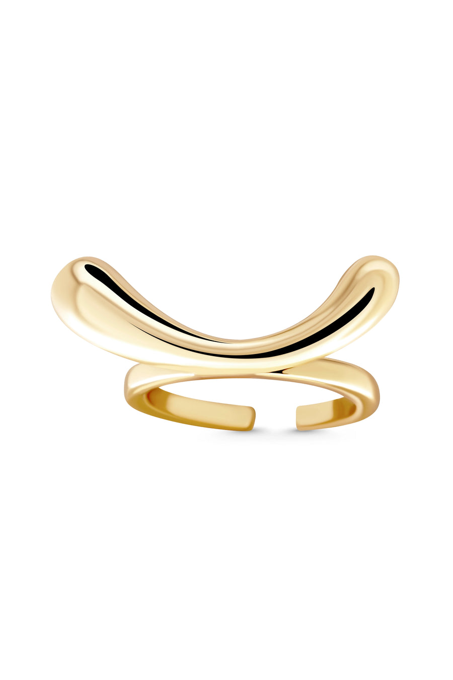 MOOD Ring. Bow-shaped top ring, open-ended, can fit on US sizes 5-7, 18K gold vermeil, handmade, hypoallergenic, water-resistant