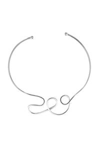 Thumbnail for CROWN Choker. Winding line design, open-ended, silver, handmade, hypoallergenic, water-resistant