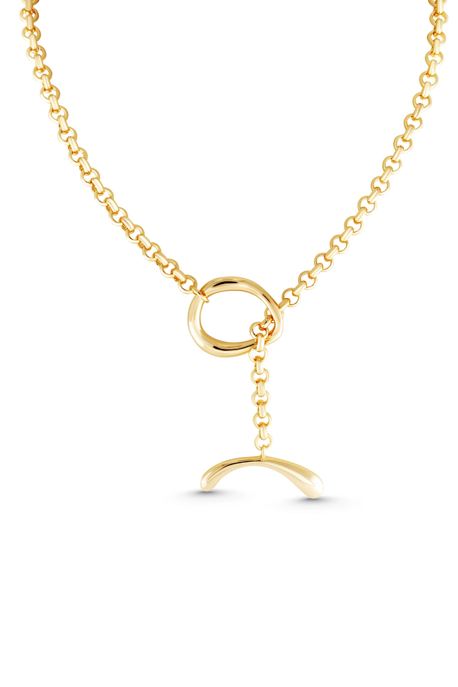 MOOD Necklace. Bow-shaped end, toggle cable chain necklace, 18K gold vermeil, handmade, hypoallergenic, water-resistant