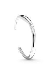 Thumbnail for ETHEREAL Cuff. Oval-shaped open-ended band cuff bracelet, silver, handmade, hypoallergenic, water-resistant