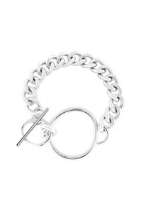 Thumbnail for ECLIPSE Bracelet. Toggle clasp, cuban chain bracelet with a circlet at the end, silver, handmade, hypoallergenic, water-resistant
