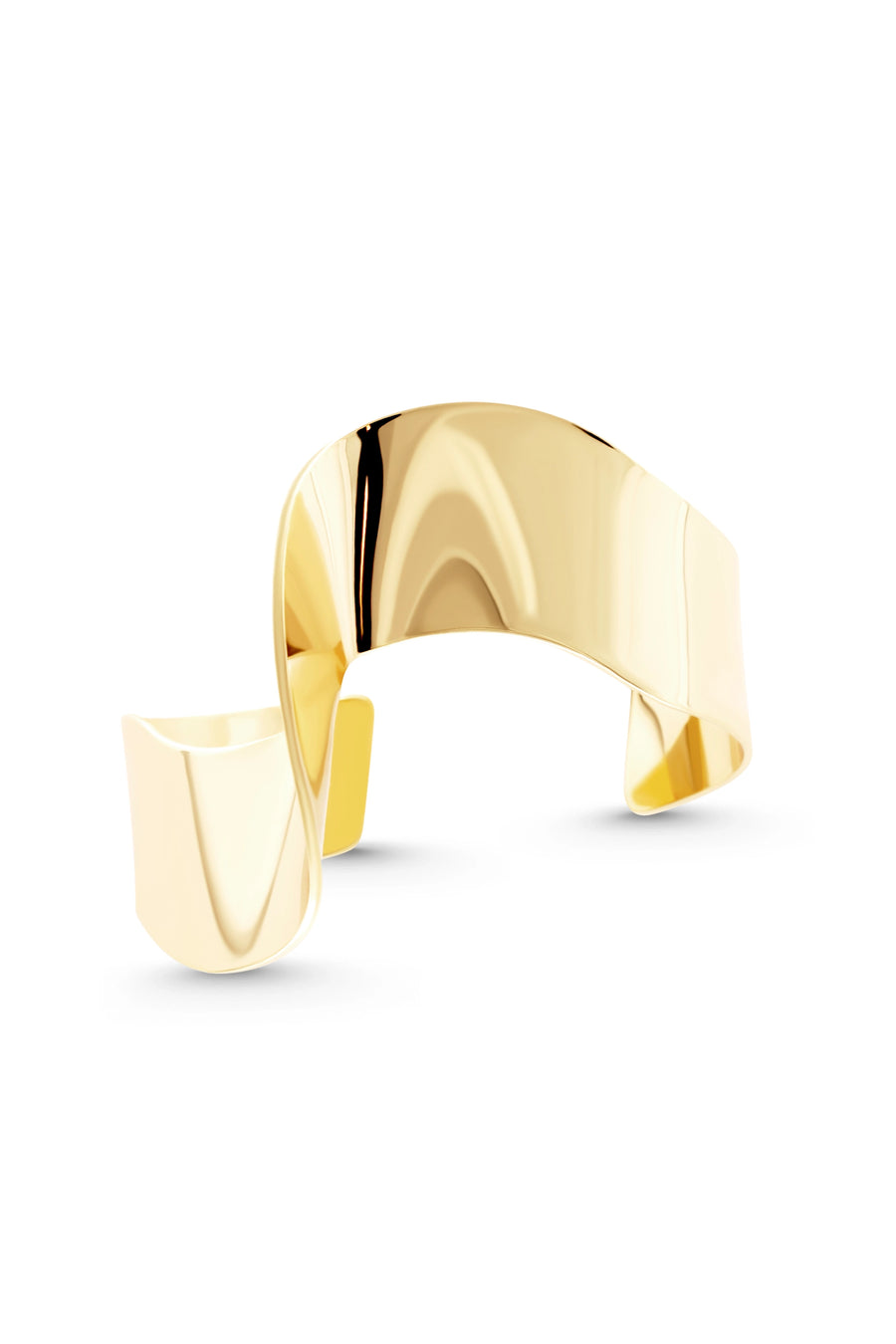 BEAMISH Cuff. Twisted plate cuff bracelet in high gloss finish, 18K gold vermeil, handmade, hypoallergenic, water-resistant