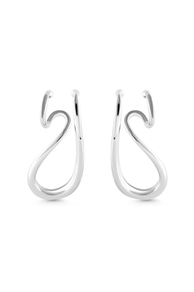 AQUIVER Ear Cuffs. Twisted lines design, no piercings required, silver, handmade, hypoallergenic, water-resistant