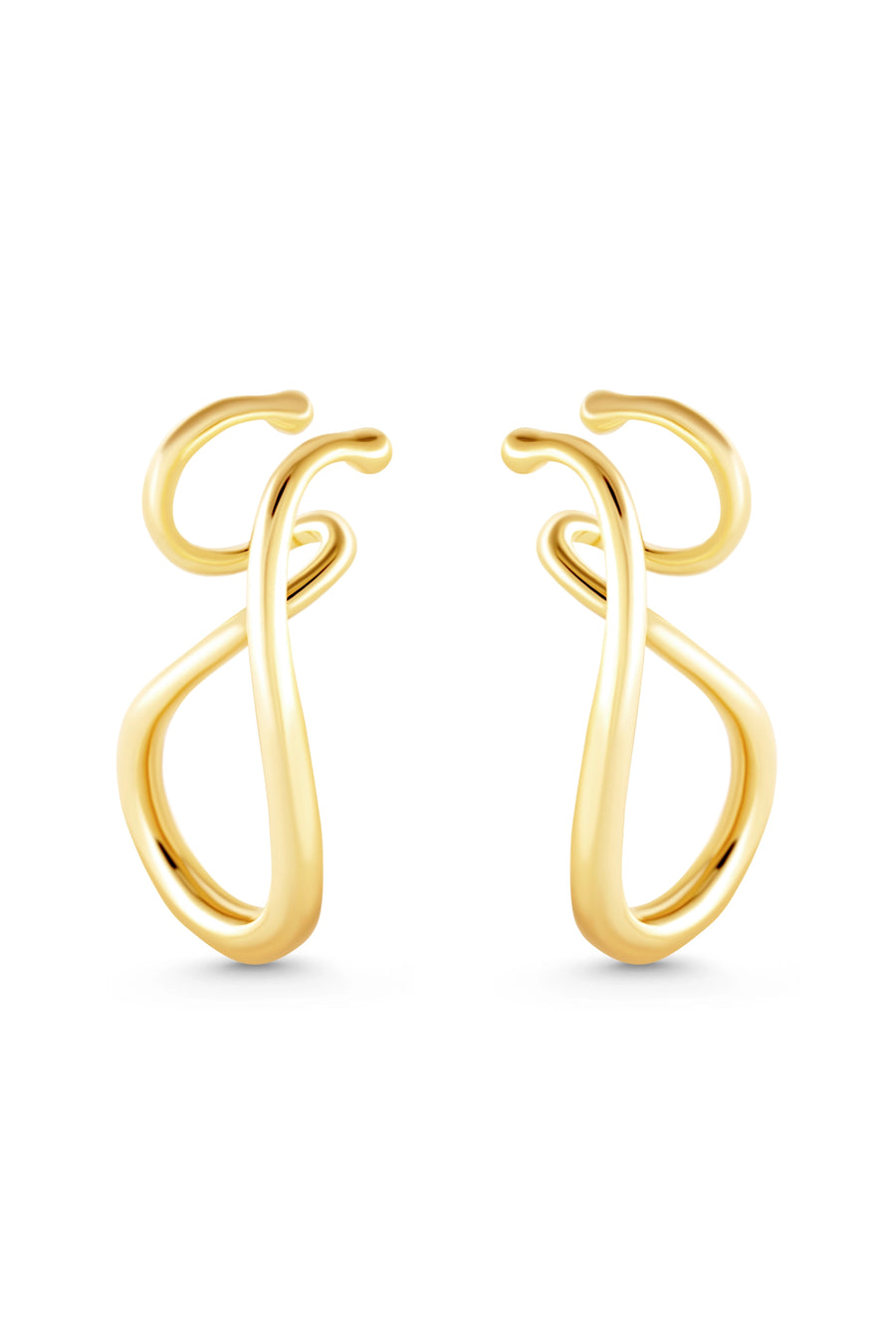 AQUIVER Ear Cuffs. Twisted lines design, no piercings required, 18K gold vermeil, handmade, hypoallergenic, water-resistant