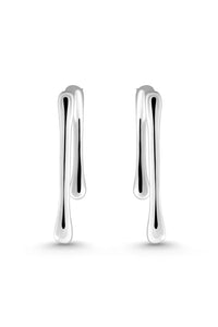 Thumbnail for LITHE Earrings. Asymmetrical melt flow drop earrings, silver, handmade, hypoallergenic, water-resistant