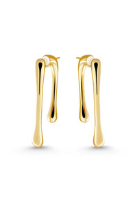 Thumbnail for LITHE Earrings. Asymmetrical melt flow drop earrings, 18K gold vermeil, handmade, hypoallergenic, water-resistant