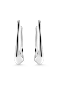 Thumbnail for ATARAXIA Earrings. Elongated elliptical hoops, silver, handmade, hypoallergenic, water-resistant