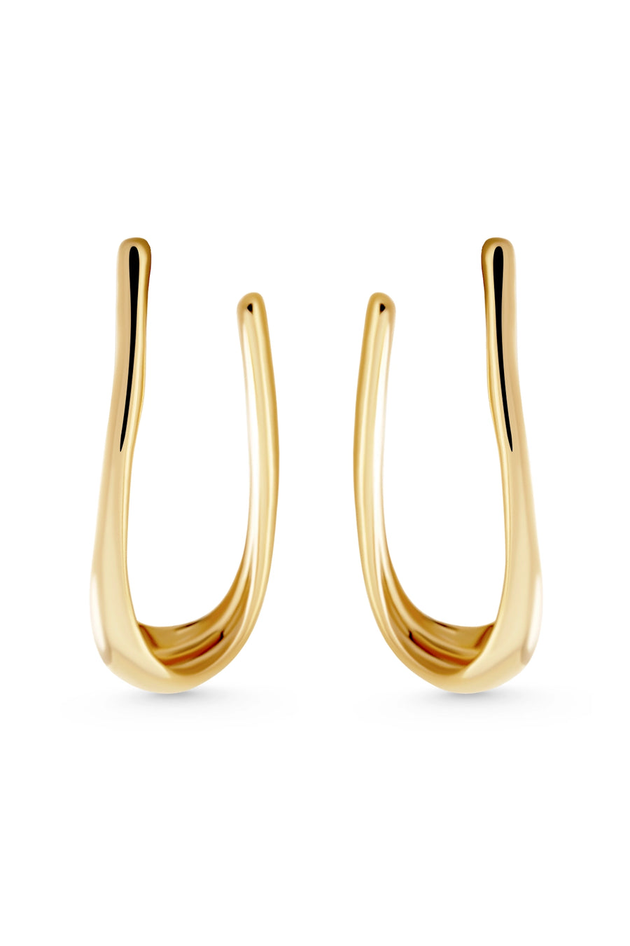 ATARAXIA Earrings. Elongated elliptical hoops, 18K gold vermeil, handmade, hypoallergenic, water-resistant