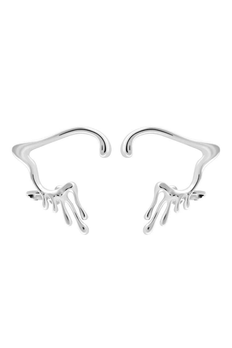 ELIXIR Ear Cuffs. Melting flows design, screw-back ear cuffs, no piercings needed. silver, handmade, hypoallergenic, water-resistant