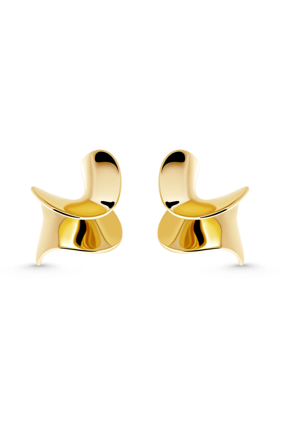 SIERRA STUDS. Swirled icing-shaped stud earrings in high gloss finish, 18K gold vermeil, handmade, hypoallergenic, water-resistant