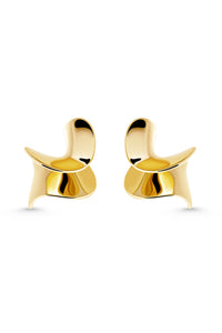 Thumbnail for SIERRA STUDS. Swirled icing-shaped stud earrings in high gloss finish, 18K gold vermeil, handmade, hypoallergenic, water-resistant