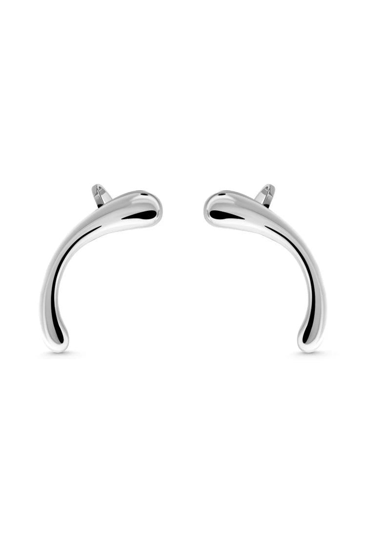 MOOD Ear Cuffs. Bow-shaped clip-on ear cuffs, no piercing needed, silver, handmade, hypoallergenic, water-resistant