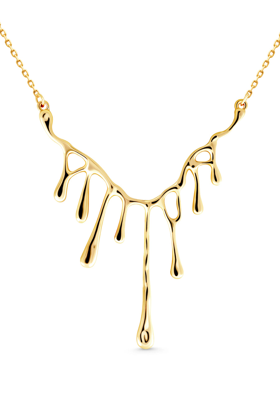 MARVEL Necklace. Pendant featuring a row of melting flows, 18K gold vermeil, handmade, hypoallergenic, water-resistant