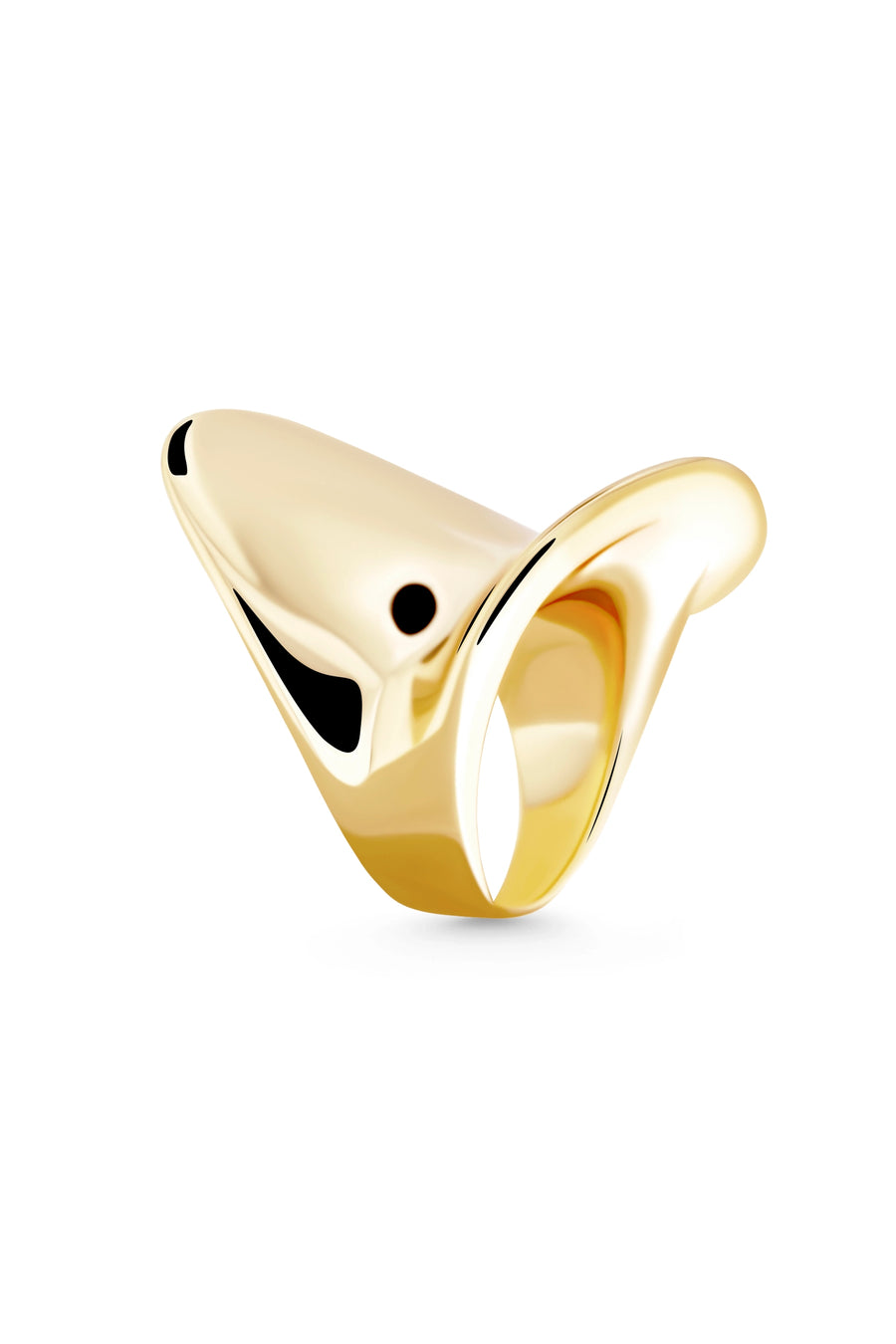 NEFERTITI Ring. Ring topped broad curved plate in high gloss finish, size US7, 18K gold vermeil, handmade, hypoallergenic, water-resistant