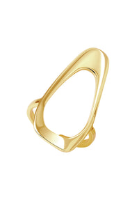 Thumbnail for HEXAGON Ring. Elongated hexagon-shaped ring, open-ended, can fit with US sizes 5-7, 18K gold vermeil, handmade, hypoallergenic, water-resistant