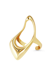 Thumbnail for PARIS Ring. Ring topped with abstract wavy form, open-ended, can fit with US sizes 5-7, 18K gold vermeil, handmade, hypoallergenic, water-resistant