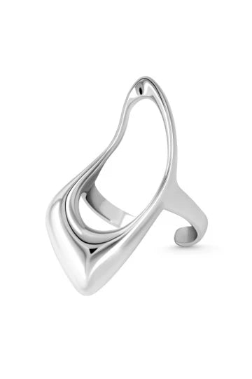 PARIS Ring. Ring topped with abstract wavy form, open-ended, can fit with US sizes 5-7, silver, handmade, hypoallergenic, water-resistant