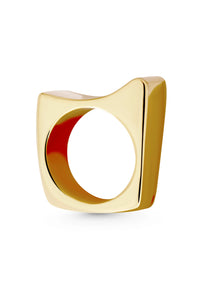 Thumbnail for PEAK Ring. Geometrical box-shaped ring, size US7,18K gold vermeil, handmade, hypoallergenic, water-resistant