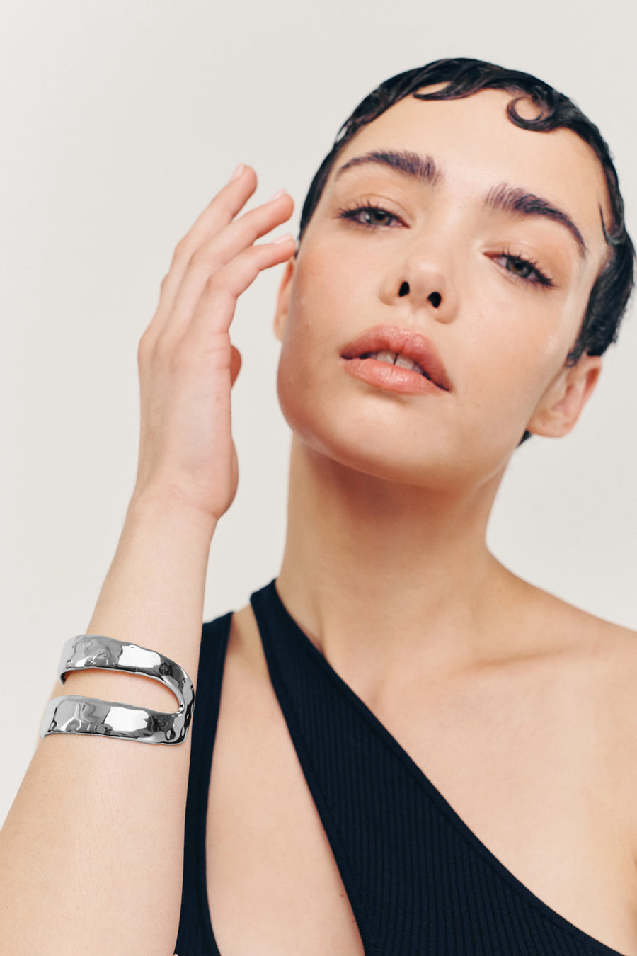 EMPRESS Cuff. Double band cuff bracelet, silver, handmade, hypoallergenic, water-resistant