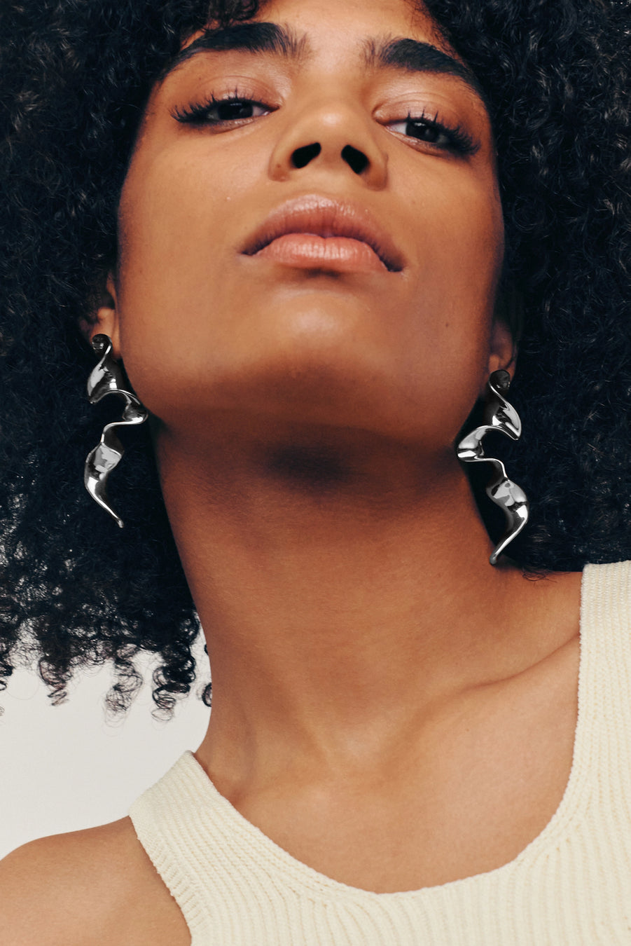 SIERRA DROPS. Drop earrings featuring a ruffled ribbon design, silver, handmade, hypoallergenic, water-resistant