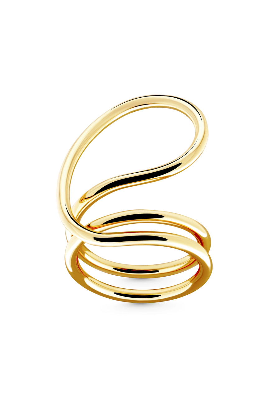 SAGE Ring. Ring made of coils of line with extended loop, size US7, 18K gold vermeil, handmade, hypoallergenic, water-resistant