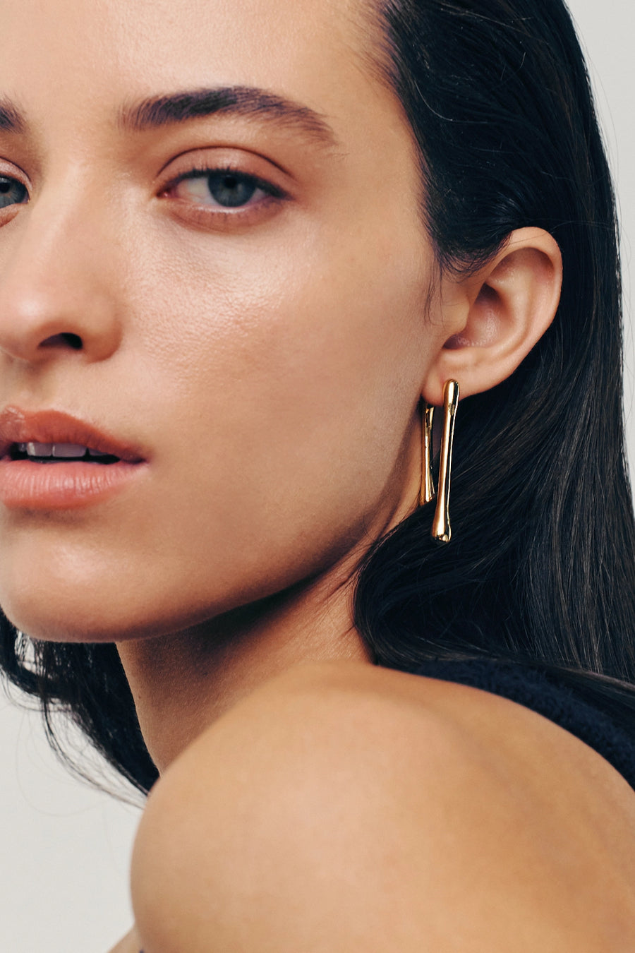 LITHE Earrings. Asymmetrical melt flow drop earrings, 18K gold vermeil, handmade, hypoallergenic, water-resistant