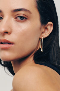 Thumbnail for LITHE Earrings. Asymmetrical melt flow drop earrings, 18K gold vermeil, handmade, hypoallergenic, water-resistant