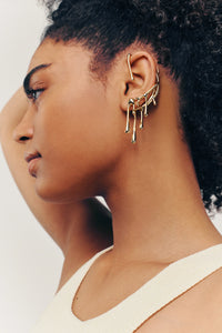 Thumbnail for MARVEL Single Earring. Ear hugger with a pin for pierced ear, single earring for left ear, 18K gold vermeil, handmade, hypoallergenic, water-resistant