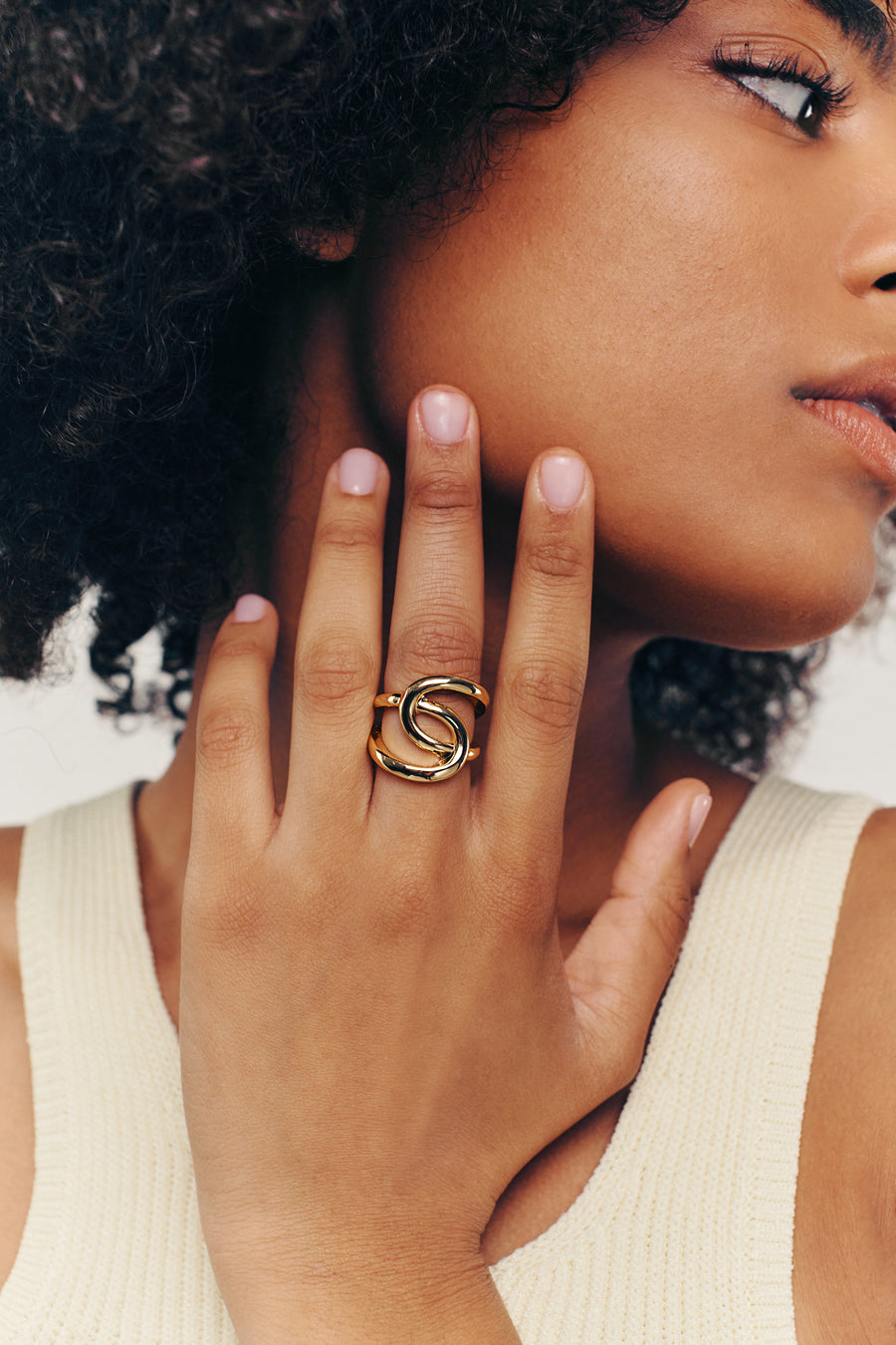 JOURNEY Ring. Interlinked hoops ring, size US7, 18K gold vermeil, handmade, hypoallergenic, water-resistant