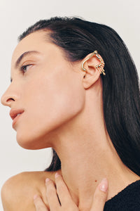 Thumbnail for ELIXIR Ear Cuffs. Melting flows design, screw-back ear cuffs, no piercings needed. 18K gold vermeil, handmade, hypoallergenic, water-resistant