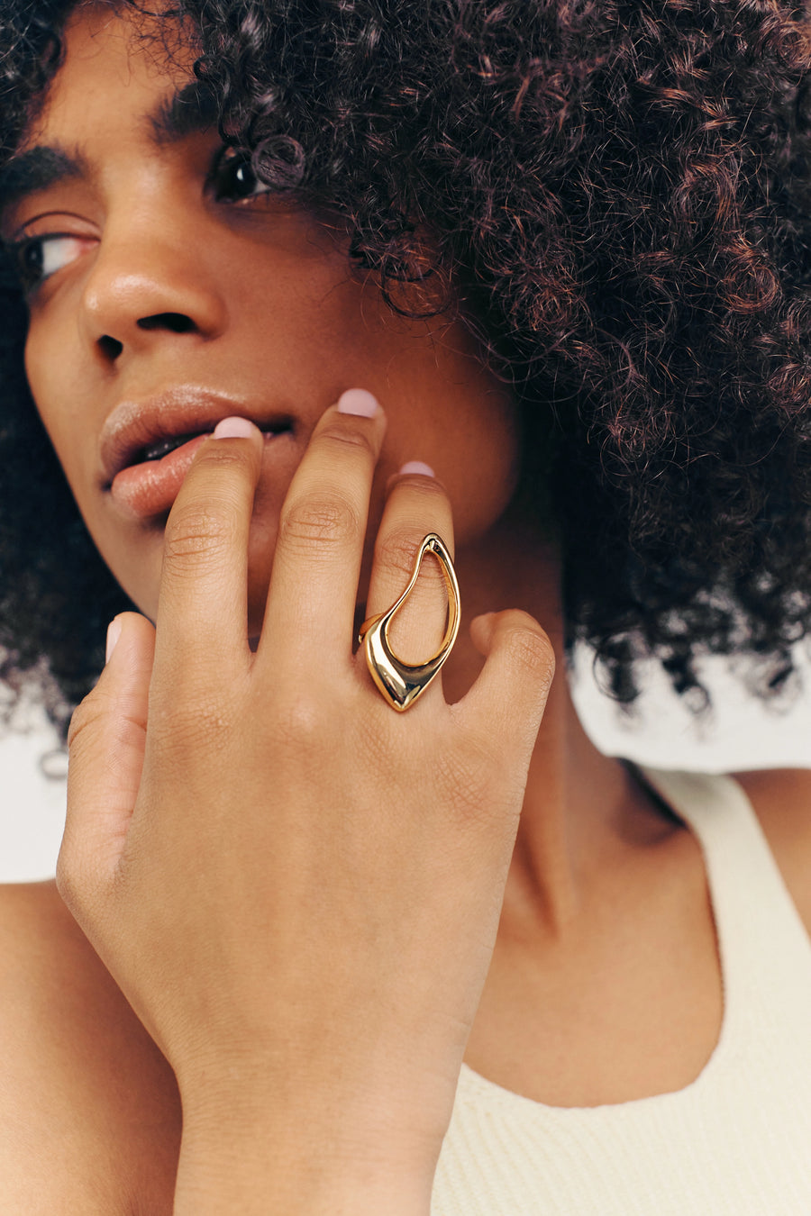 PARIS Ring. Ring topped with abstract wavy form, open-ended, can fit with US sizes 5-7, 18K gold vermeil, handmade, hypoallergenic, water-resistant