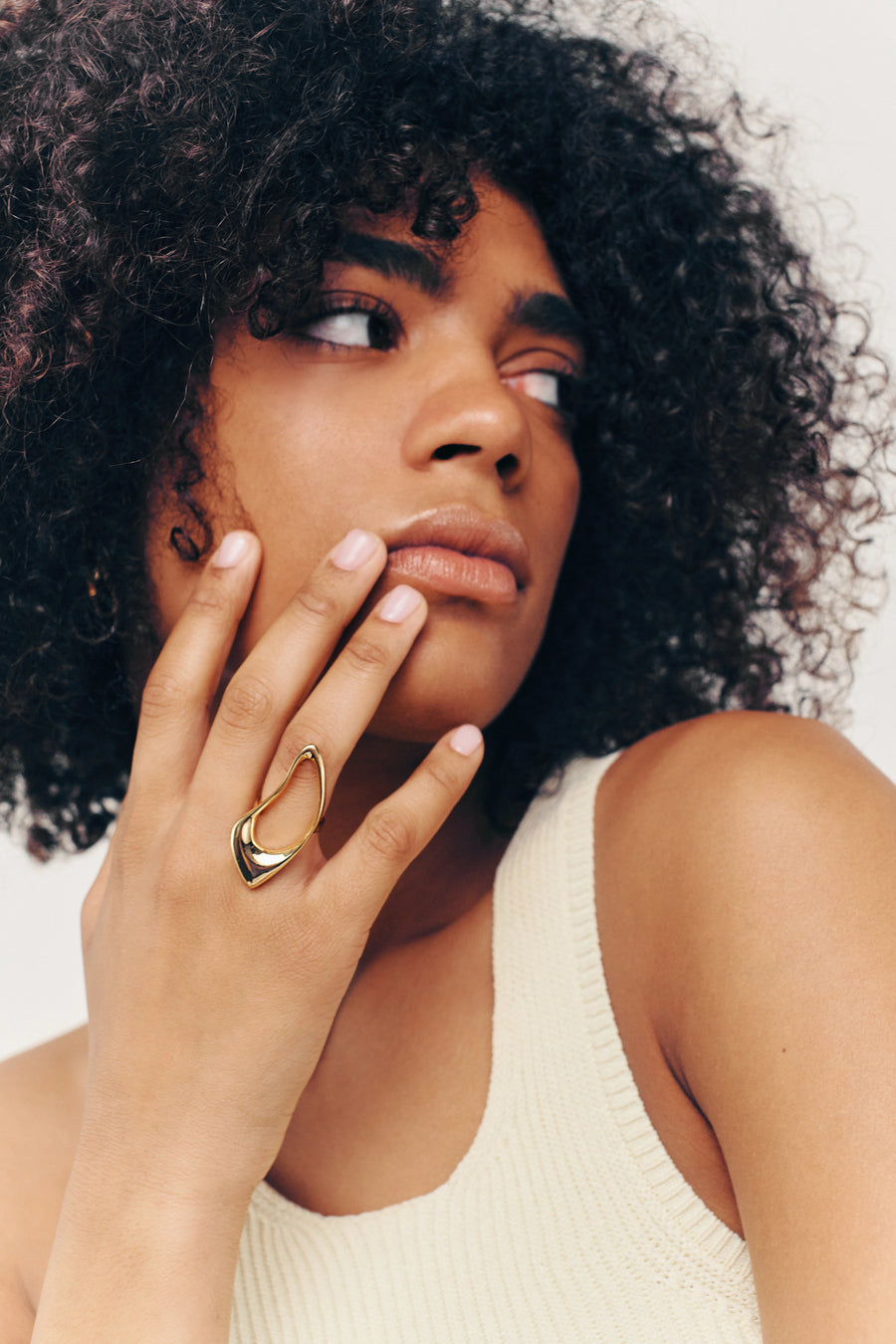 PARIS Ring. Ring topped with abstract wavy form, open-ended, can fit with US sizes 5-7, 18K gold vermeil, handmade, hypoallergenic, water-resistant