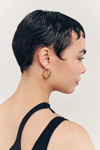 Thumbnail for GALAXY Hoops. Radial-shaped hoop earrings, 18K gold vermeil, handmade, hypoallergenic, water-resistant