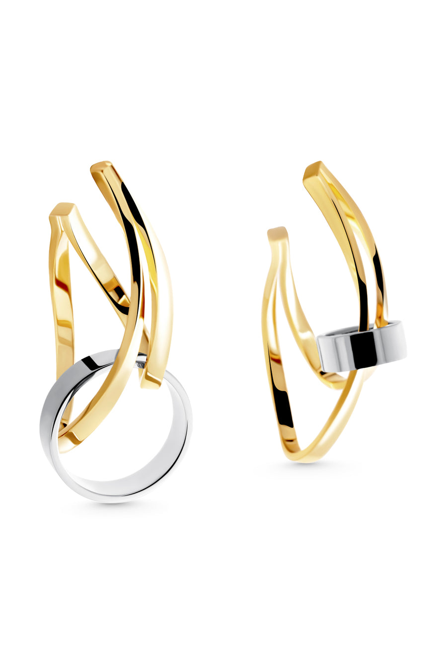 SOLCH HARMONY EARRINGS Double-toned asymmetrical hoops earrings in 18K gold vermeil