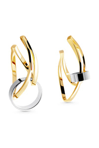 Thumbnail for SOLCH HARMONY EARRINGS Double-toned asymmetrical hoops earrings in 18K gold vermeil