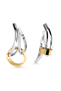 Thumbnail for SOLCH HARMONY EARRINGS Double-toned asymmetrical hoops earrings in silver